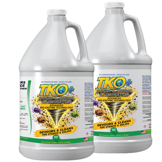 "TKO+" 2X Power. Ready-to-Use. Maximum Strength Bio-Enzymatic Odor & Urine Eliminator— Stock-Up Super Saver (2 Gallons)